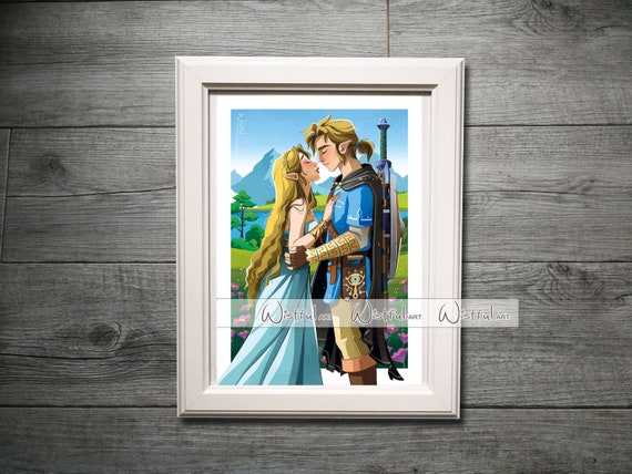 リンクとゼルダのキス - ファインアート品質のプリント - Etsy 日本