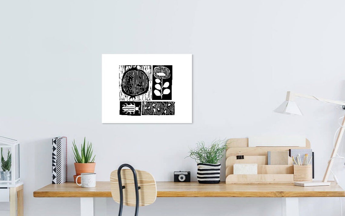 Impresión de lino digital granada ilustración imprimible | Etsy