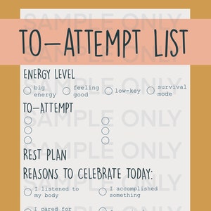 To Do list for ADHD Digital Download ADD Depression Anxiety Self Care List