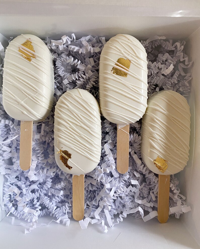 White and Gold Wedding Cakesicles cake Pops Wedding Etsy