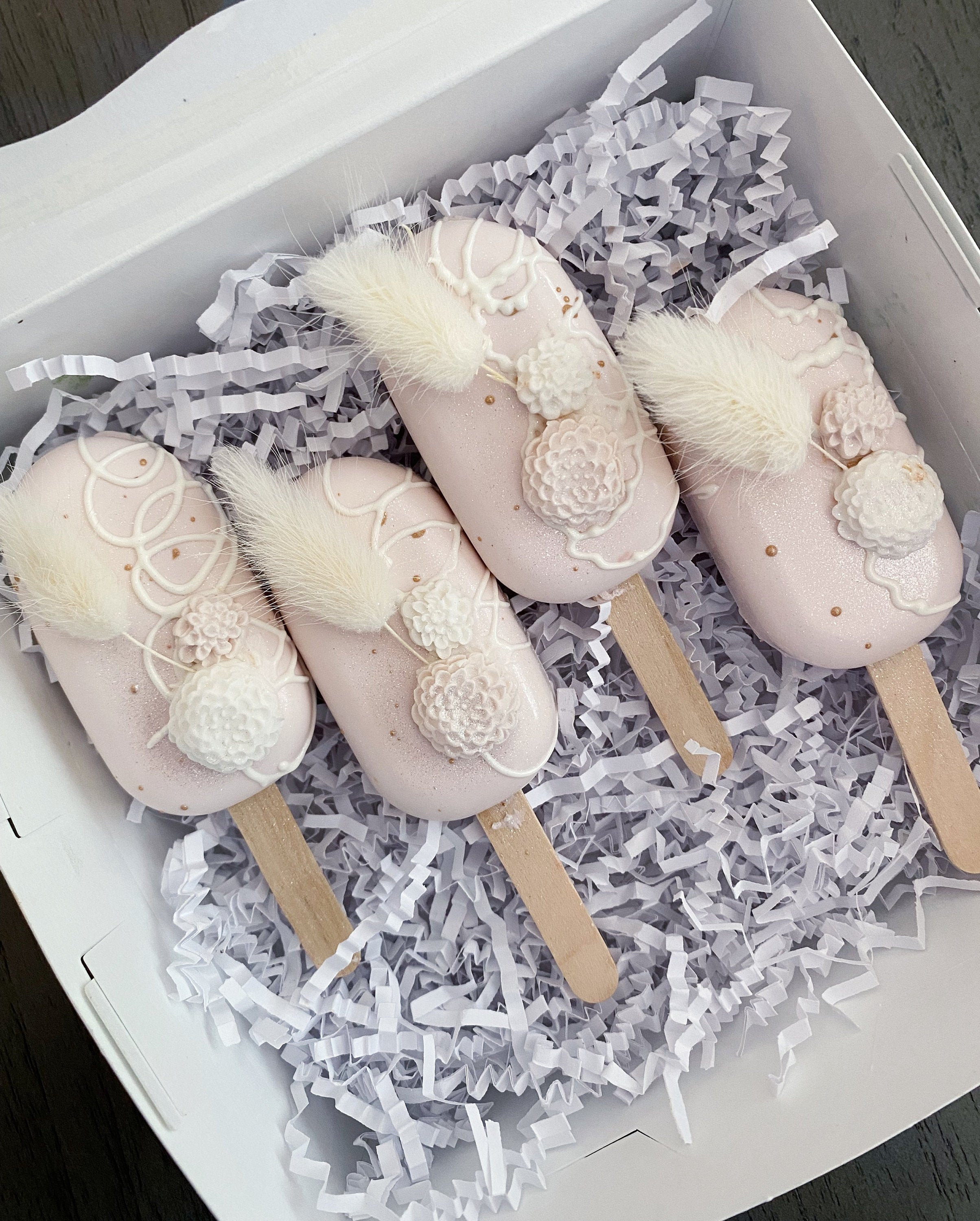 Light Pink and White Boho Wedding Cakesicles Cake Pops Etsy