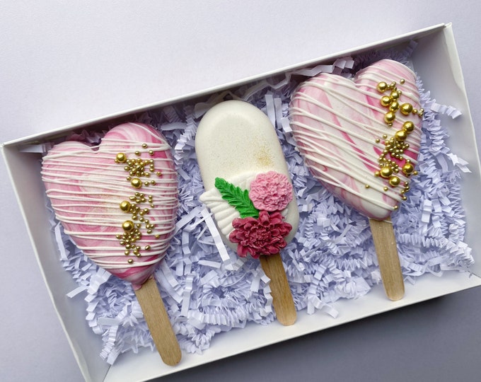 Pink Heart Mother's Day Cakesicles Gift Set 3 Etsy