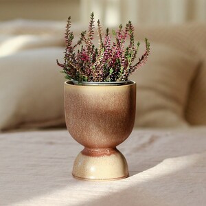 Hand crafted stoneware house plant pot Small glazed home accessory Unique Indoor flower Cute succulent Cactus stand Trendy Pink image 4