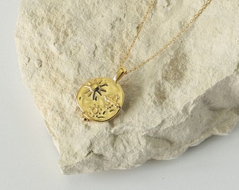 Gaze Necklace in Gold | Beautiful 18ct Gold Plated Sliver Jewellery | Retro Sunburst pendant | Celestial Jewellery Gift | Boho Necklace