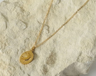 Celestial Moon Chain and Pendent | Gold Plated Stainless Steel Jewellery | Modern | Jewellery Gift | Minimal Tarnish Free | Hypoallergenic