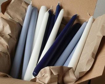 Tall Taper Candles | Wedding Candles Collection | Dinner Candle | Blue and White Shades | Blue Collection | Candle Stick Pack | Trendy Table