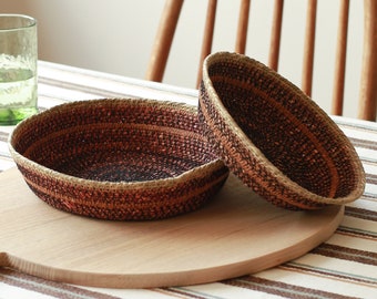 Woven serving trays | Pair of baskets | Natural boho bowls | decorative bowl | Summer table | Fruit basket | Garden Table | basket for keys