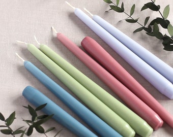 Tall Taper Candles | Candle Pack | Dinner Candle | Lilac Pink Green Blue | Natural Pastel Tones | Colourful Candle Stick | Wedding Candles