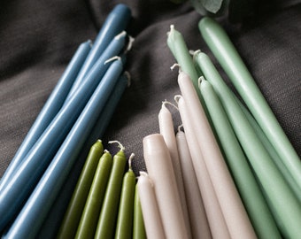 Tall Taper Candles | Wedding Candles | Dinner Candle | Pastel Blue Olive Green Natural Powder Jade Pink | Colourful Candle Stick Candle Pack