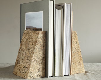 Natural Stone Marble Wedge Bookends | Book Holder | Book Shelf Organiser | Book End | Luxury Onyx Mantelpiece Ornament | Home Office Tidy