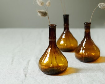 Amber recycled glass bud vase | flower holder | shelf decoration | coffee table accessory | colourful recycled bottle | unique home decor |