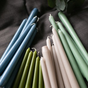 Tall Taper Candles | Wedding Candles | Dinner Candle | Pastel Blue Olive Green Natural Powder Jade Pink | Colourful Candle Stick Candle Pack