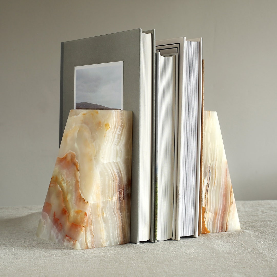 Onyx Marble Wedge Bookends | Book Holder | Book Shelf Organiser