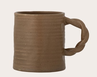 Natural Ceramic Hand Finshed Mug | Pottery | Large Coffee or Tea Mug | Twisted Handle | Unique Gift for Her Him | Kitchen Accessory | Mugs