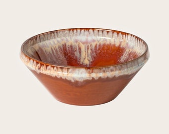 Medium Stunning Glazed Serving Bowl | Mediterranean Kitchen Fruit Bowl | Ceramic Glazed Pottery | Extra Large Salad Bowl Centre Piece