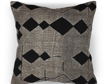 Embroidered Geometric Black Cushion cover | Modern triangle shape | 100% Heavy cotton | Statement Scatter sofascape |