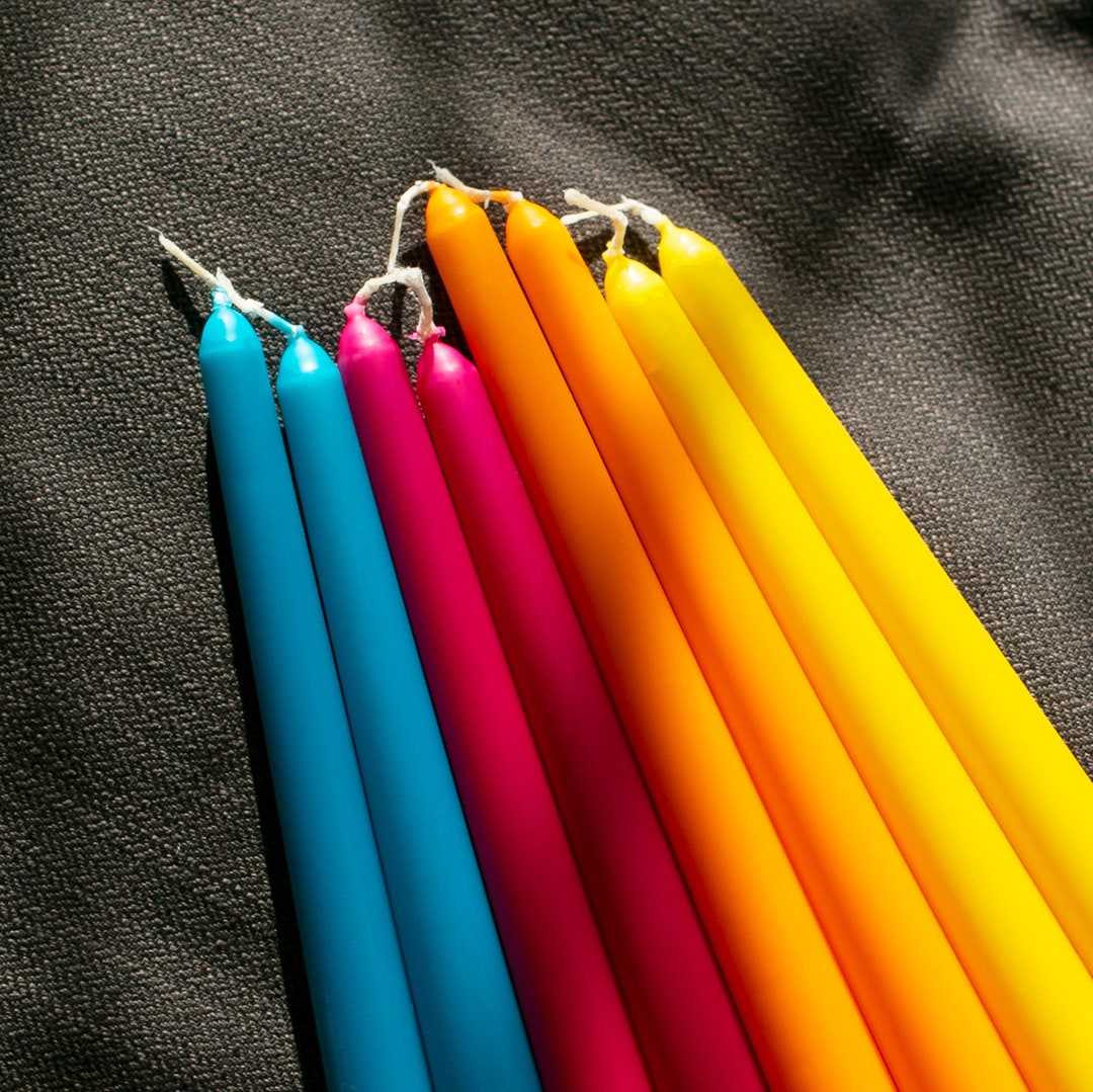 Tall Taper Candles Colourful Candle Pack Dinner Candle Bold Bright Teal