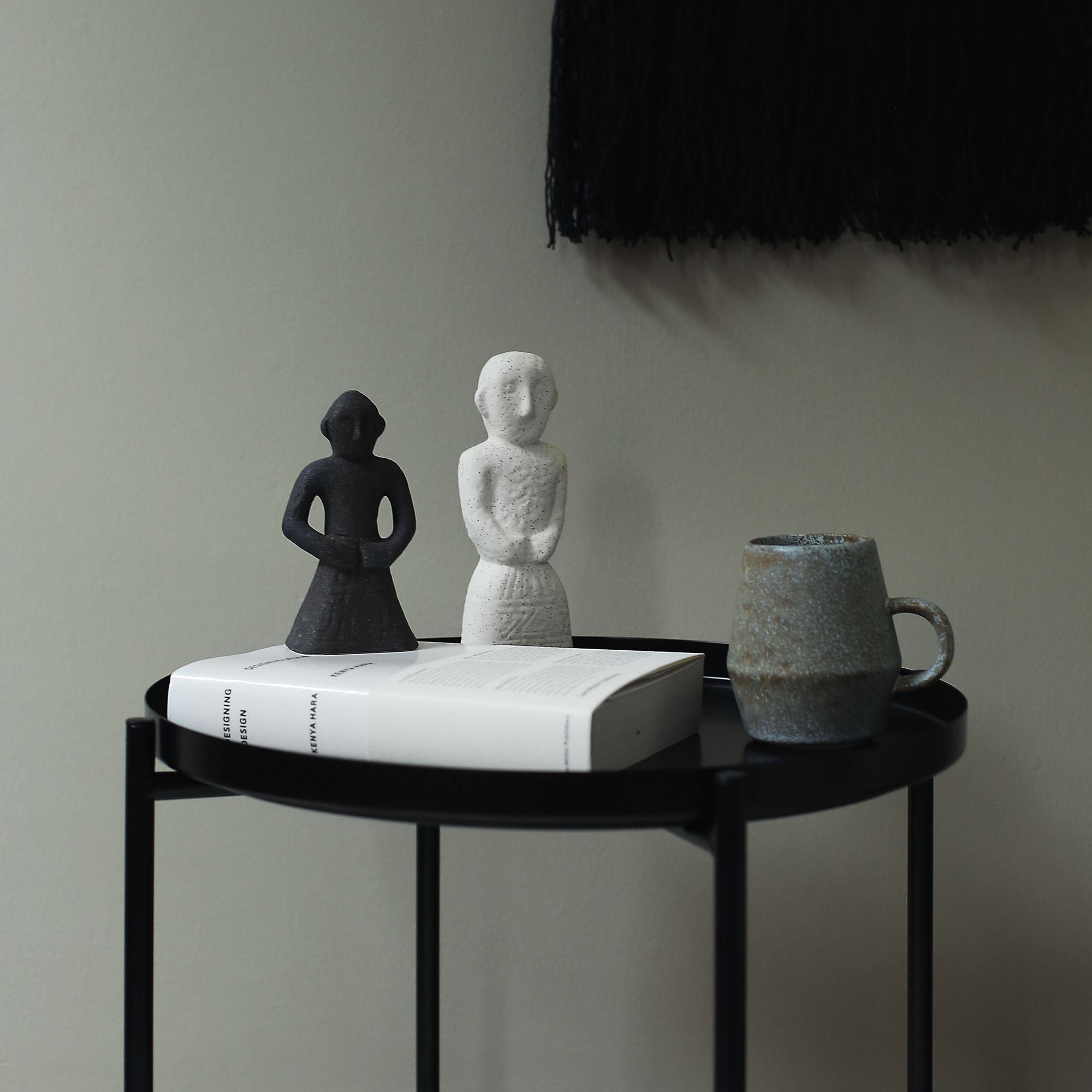 Petite Figure Noire de Grès | Ornement Poterie Sculpture en Céramique Faite à La Articles Ménagers D