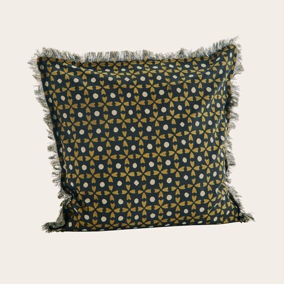 Auffälliger Print ausgefranster Kissenbezug | mutiges großes Dekokissen | Modernes Kissen | 50x50cm | Schlafzimmer Sofa Großes Geometrisches Muster