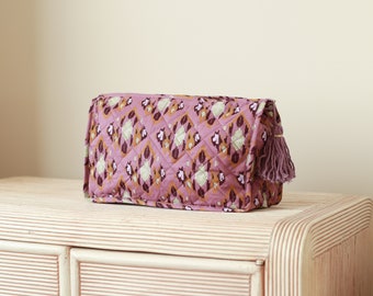 Large Quilted Cotton Washbag | Abstract Print | Ladies Jewellery Pouch | Colourful handmade travel accessory | Pencil Case, Cosmetic bag