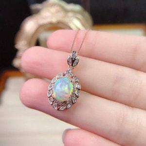 Opal Necklace, Dainty White Opal Necklace, Opal Jewelry, October Birthstone, Gift for Her, Minimalist Opal Necklace, Opal Beaded Necklace