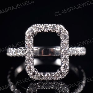 14 k Emerald Cut  Diamond Ring Semi Mount Promise RingWomen Ring Semi Mount Engagement Ring Setting Semi mount gift for her.