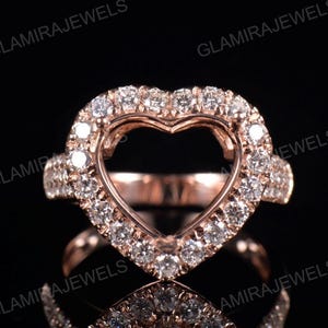 14k Rose Gold Fancy Custom Engagement Ring Mounting,Semi Mount,Round Cut,Promise Ring,Women Ring,Engagement Ring Setting,gift for her.