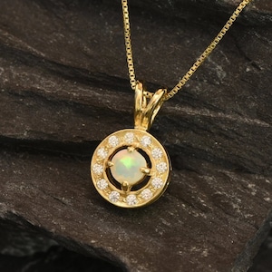 Opal Necklace, Dainty White Opal Necklace, Opal Jewelry, October Birthstone, Gift for Her, Minimalist Opal Necklace, Gold Opal Necklace,