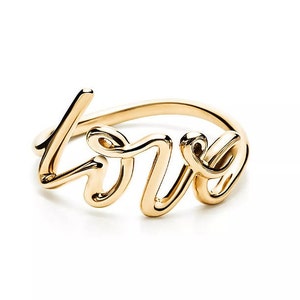 14K gold Love Ring in Yellow Gold, Small and cute ring