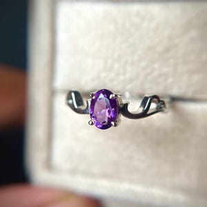 Amethyst Ring oval Cut Engagement Ring | February Birthstone Ring | Purple Gemstone Ring | Promise Ring | Sterling Silver Ring Gift