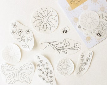 Stick&Stitch pack “Bee”, embroidery templates, Stick and Stitch designs