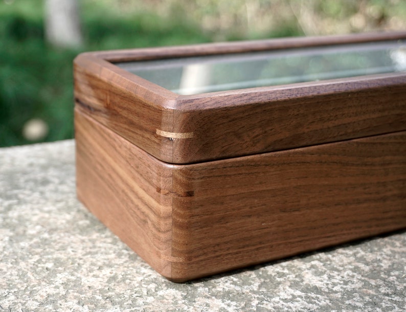 Personalized Walnut Watch Box Organizer with 5/10 Divider Slots, engraved watch box, Soft Velvet Pillows, best gift for man, dad, fathers day-3