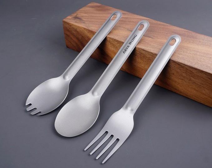 Personalized Titanium Spoon and Fork Set for Camping, Hiking, and Backpacking