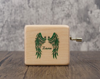 Personalized music box with engraving and inlay, grow in the dark inlay, Personalized music box for her or him | Handcrafted wooden box
