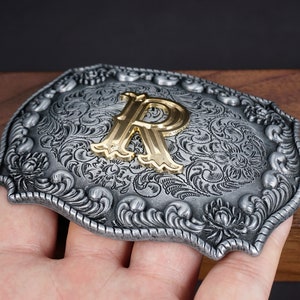 monogram letter BELT BUCKLE for man woman, Custom monogram Belt Buckle for him/her, Groomsman, Cowboy image 2