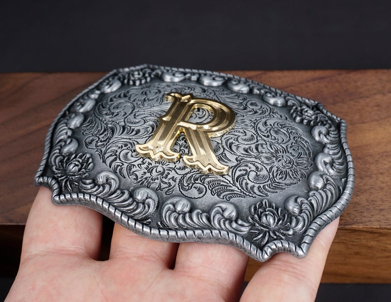 monogram letter BELT BUCKLE for man woman, Custom monogram Belt Buckle for him/her, Groomsman, Cowboy zdjęcie 2