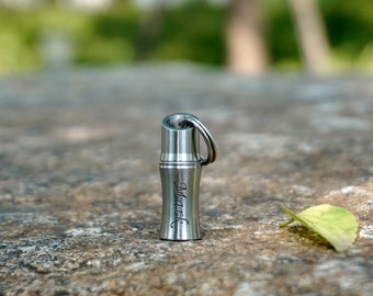 Personalized Bamboo CREMATION URN KEYCHAIN, pill box, pet man women Ashes memorial keychain, waterproof Ash Jewelry, water proof urn