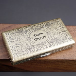 Gepersonaliseerde gegraveerde koperen sigarettenkoker, sigarettendoos, metalen sigarettenhouder, sigarettenkoker met monogram, cadeau vader, cadeau voor hem/haar
