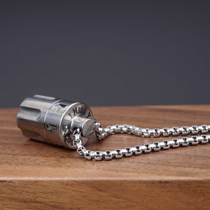 Personalized Revolver Titanium Cremation Urn Necklace - Waterproof Ash Jewelry for Men and Women, Pet Memorial, Ashes Cremation Jewelry-4