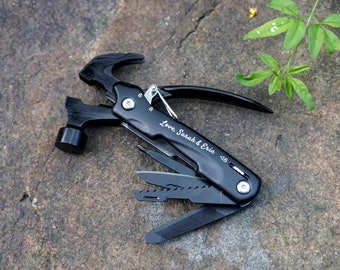 Gepersonaliseerde gegraveerde hamer multitool, cadeaus voor hem vriend echtgenoot vaders, doe-het-zelf klusjesman, camping survival tool kerstcadeau