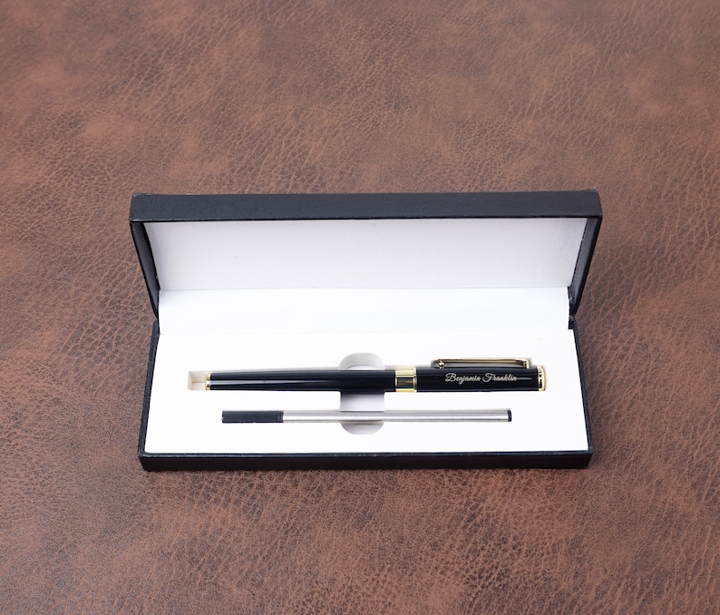 Personalized Black Executive Ballpoint Pen set with engraved -3