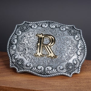 monogram letter BELT BUCKLE for man woman, Custom monogram Belt Buckle for him/her, Groomsman, Cowboy zdjęcie 4