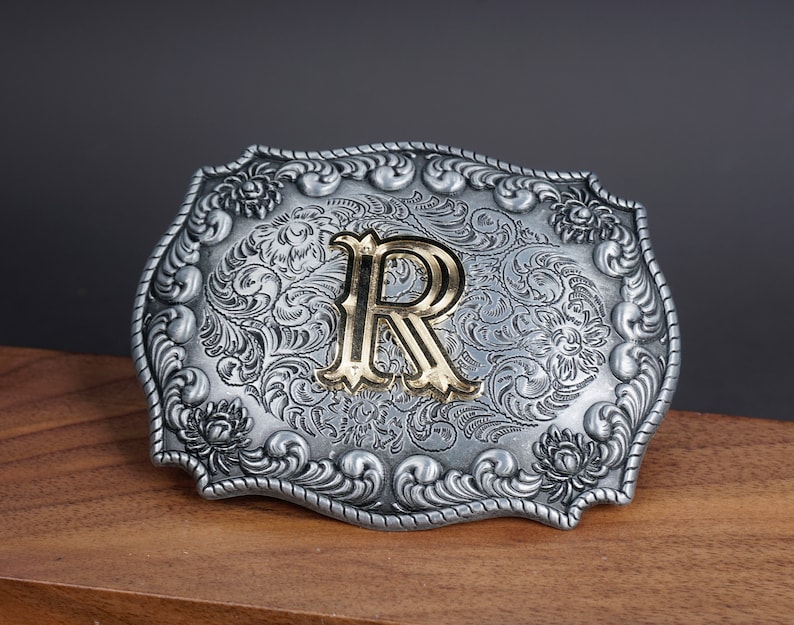 monogram letter BELT BUCKLE for man woman, Custom monogram Belt Buckle for him/her, Groomsman, Cowboy zdjęcie 4