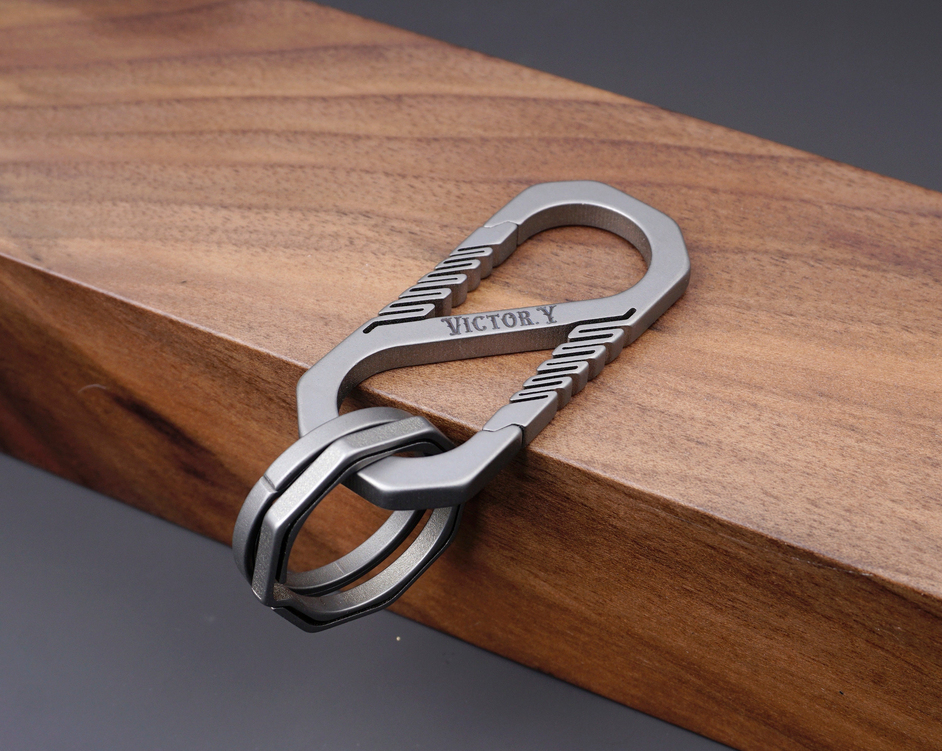 Titanium Keyring/Carabiner-Cross- Burnished