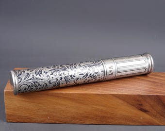 Personalized Vintage Silver Cigar Case – Custom Engraving Available