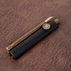Personalized Mini Travel Brass Vintage Fountain Pen with Engraving - Custom Writing Instrument-7