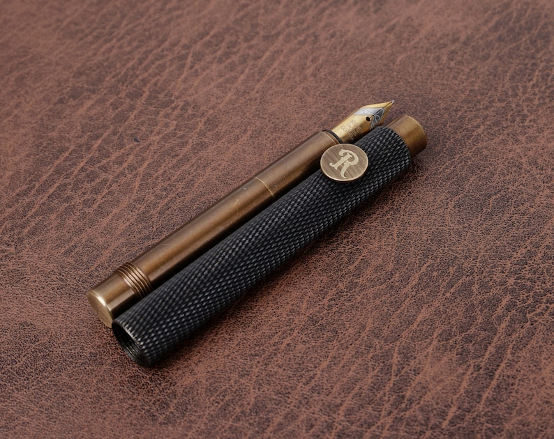 Personalized Mini Travel Brass Vintage Fountain Pen with Engraving - Custom Writing Instrument-7