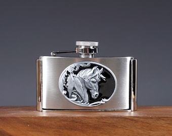 Horse Flask Belt Buckle with 3 OZ Flask set