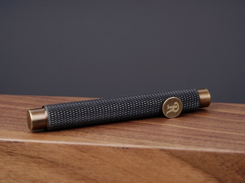 Personalized Mini Travel Brass Vintage Fountain Pen with Engraving - Custom Writing Instrument-1