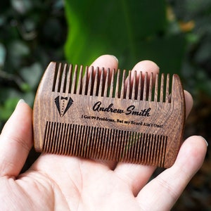 Personalized Wood Beard Comb with engraving, Unique Gift for Husband, groomsman